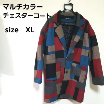 멀티 컬러 체스터 코트 XL