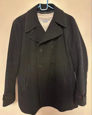 유니클로 더블 브레스트 피 코트 블랙 L