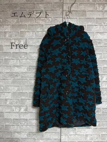 레어 mdept 이탈리아제 별 패턴 보아 후디드 코트 울 80%