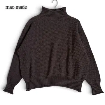 mao made 부드러운 코튼 아크릴 카노코 편직 하이넥 니트 풀오버