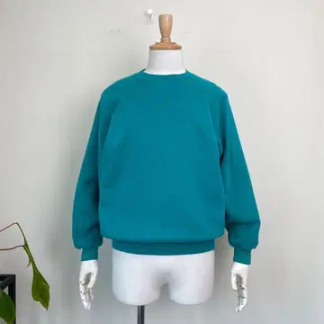 80s USA Hanes 래글런 맨투맨 무지 터콰이즈 구제 의류