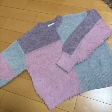 AZUL BY MOUSSY 콤비네이션 바이컬러 니트 핑크