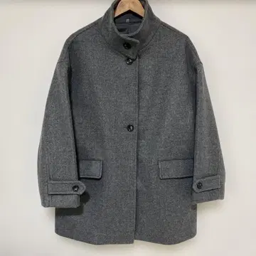 [ 울 느낌 스탠드 카라 미들 기장 코쿤 코트 ]