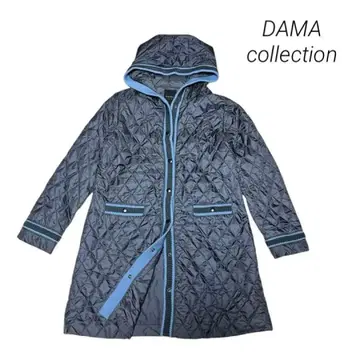 새상품급 [다마 컬렉션] 후데트 퀼팅 롱 코트 충전솜 발수 L