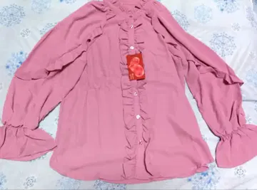 미사용 &LOVE 화려한 프릴의 고급스러운 블라우스 M 사이즈 핑크