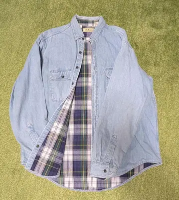 L.L.Bean 데님 긴팔 셔츠 체크 무늬