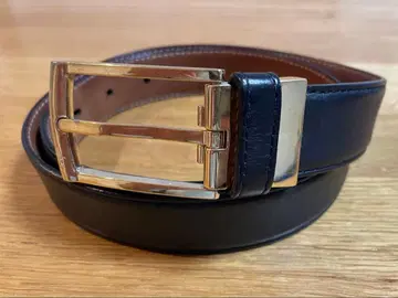 페라가모 가죽 벨트 블랙 x 골드 버클