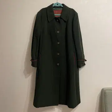 다크 그린 롱 코트 울