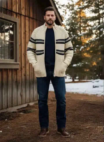 CHAPS 랄프 로렌 큼직한 울 코위찬 가디건 L