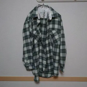 NEW CASTLE 그린과 화이트 플란넬 셔츠 L 사이즈