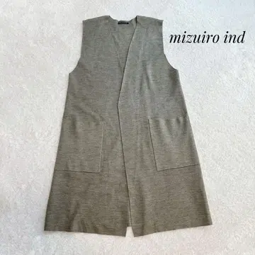 mizuiro ind 밀라노 리브 V넥 롱 가디건 베스트 울 혼방