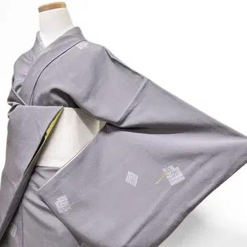 코몬 겐지코 후지꽃 라이트 그레이 꽃 무늬 기모노 123b p ms