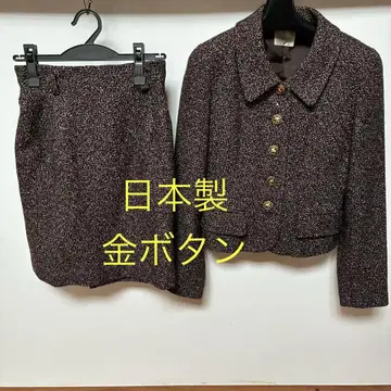 고급 빈티지 쇼와 레트로 버블 수트 트위드 브라운 브라운 M