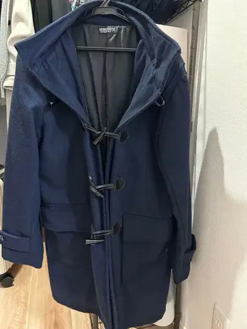 네이비 더플 코트 후드 부착