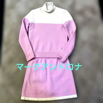 핑크 터틀넥 스웨터 니트 스커트 셋업