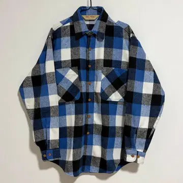90s USA제 BIGMAC 플란넬 셔츠 파랑 검정 흰색 빅맥 빈티지