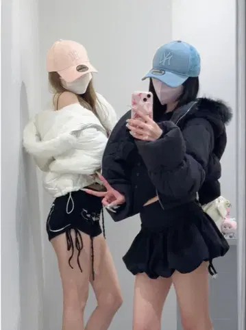 퍼 포함 숏 다운 블루종