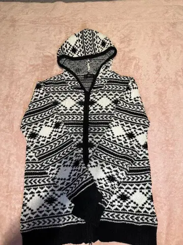 AZUL 기하학 패턴 후드 부착 후드티 XL