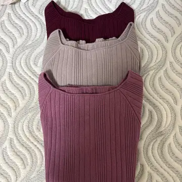 리브 편직 7부 니트 3색 세트