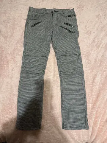 리 스트라이프 패턴 슬림핏 데님