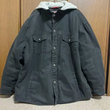 아우터 zip 후드 부착 데님 자켓