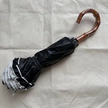 아시야 로사블랑 접이식 양산 2단 접이식 프릴 굽은 대나무 손잡이