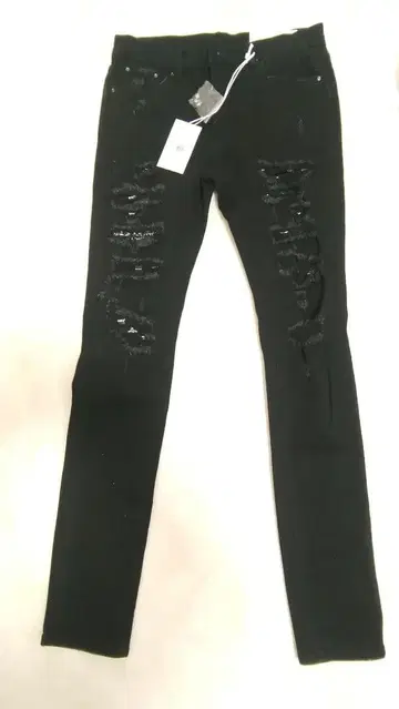 블랙 데님 팬츠 사이즈 32 데미지 가공