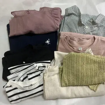 여성용 상의 묶음 판매 8세트 반팔 긴팔 시스루 T셔츠