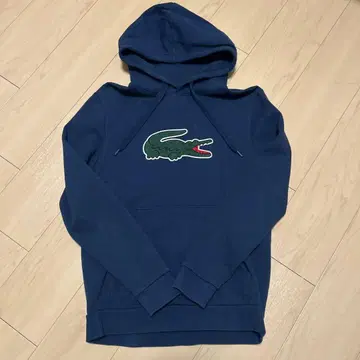 [라코스테] 빅 로고 후드티 네이비