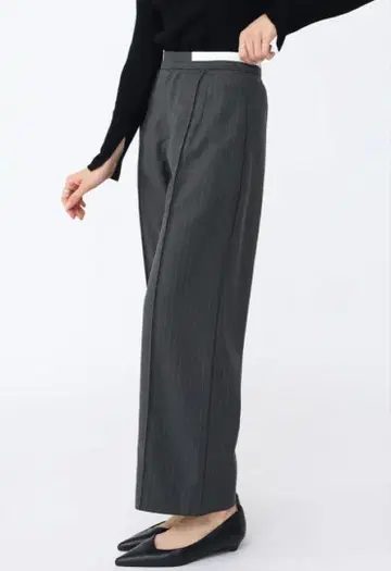 Aga 스트라이프 팬츠 차콜 그레이 9호