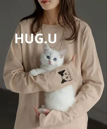 HUG.U 고양이 무늬 긴팔 T셔츠