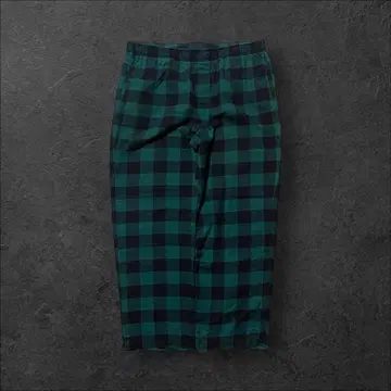 파자마 팬츠 L 플란넬 그린 버팔로 체크 깅엄 와이드 올 패턴 구제 의류