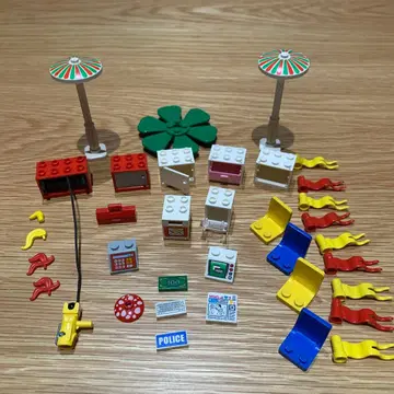 레고 레어 빨간색 파랑 그린 옐로우 컬러 의자 깃발 파라솔 부품