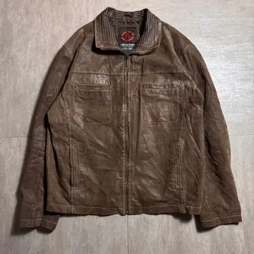 [ 90's ] REWARD 풀 집업 천연 가죽 레더 자켓 XL 사이즈