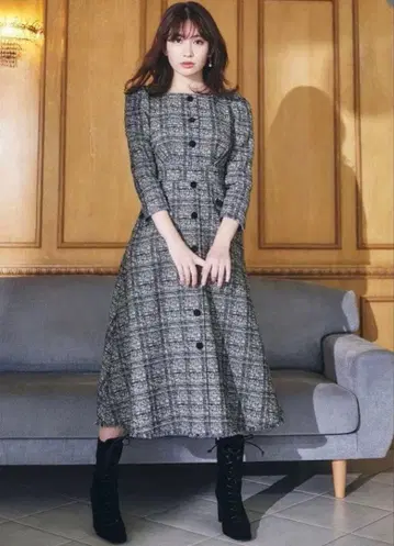 herlipto Classic Tweed Midi Dress