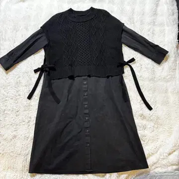 Sunny Clouds 블랙 레이어드 원피스