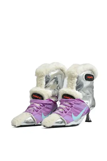 Ancuta Sarca TEDDY KITTEN HEEL BOOTS