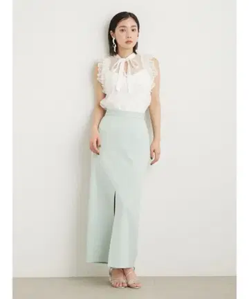 민트 그린 타이트 스커트 하이웨스트