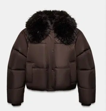 ZARA 퍼 달린 브라운 다운 자켓