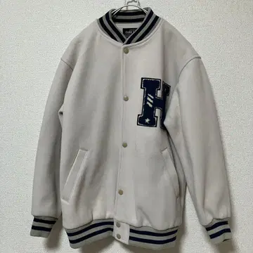 CUBE SUGAR 로고 자수 바시티 자켓