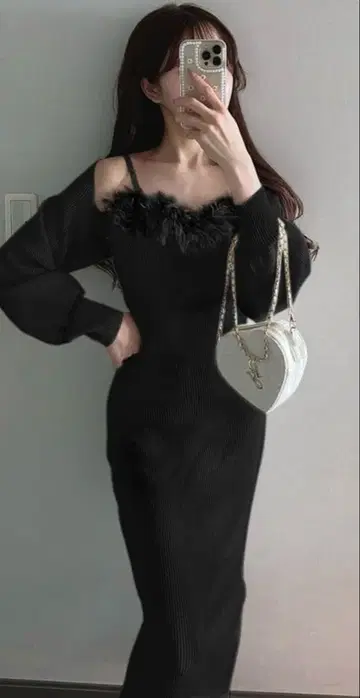 GRL 그레일 퍼 니트 원피스 x 가디건 셋업 [tw1181]