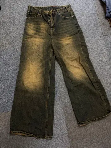 와이드 레그 데님 팬츠 다크 블루