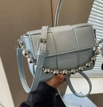 라이트 블루 패치워크 숄더백 A32