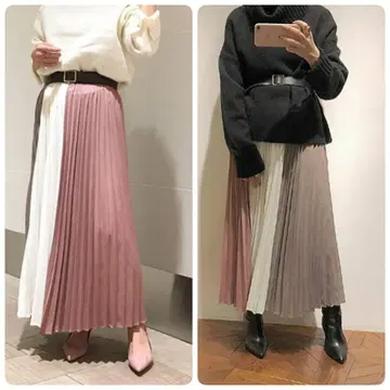 Loungedress 3색 절개 플리츠 롱 스커트 아무로 나미에 착용