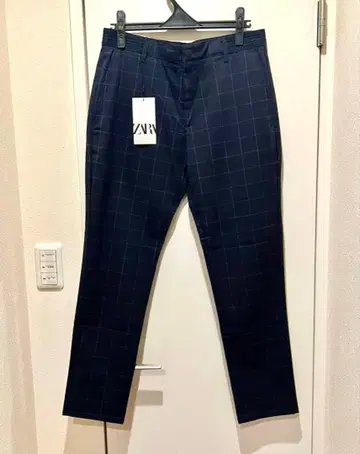 새상품 ZARA 팬츠 체크 네이비