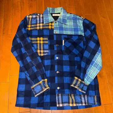 할리우드 런치 마켓의 패치워크 플란넬 셔츠 블루 계열 체크 무늬