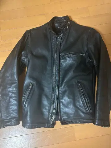 Schott 블랙 가죽 싱글 라이더 자켓