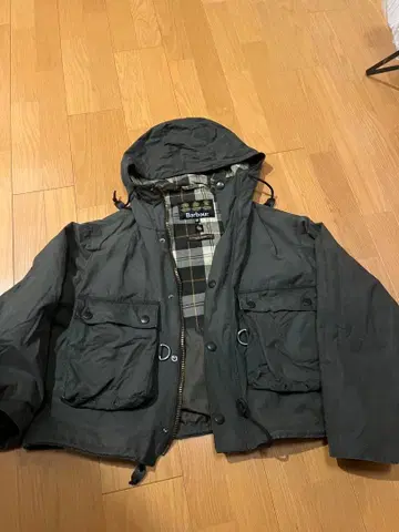 바버 밀리터리 자켓 후드 부착