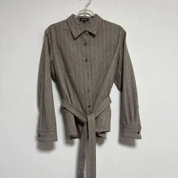 폴 스튜어트 스트라이프 패턴 허리 리본 긴팔 셔츠