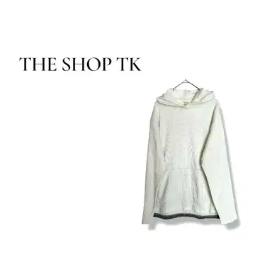 [더 샵 티케이] M 화이트 풀오버 후드티 와플 원단